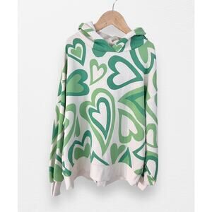 NWT Zara Green Hearts Hooded Sweatshirt, Size 9